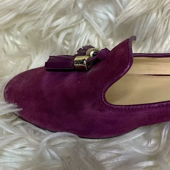 Vero Cuoio Purple Red Suede Slip On Flats with Tasle​​