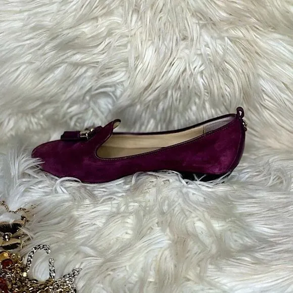 Vero Cuoio Purple Red Suede Slip On Flats with Tasle​​