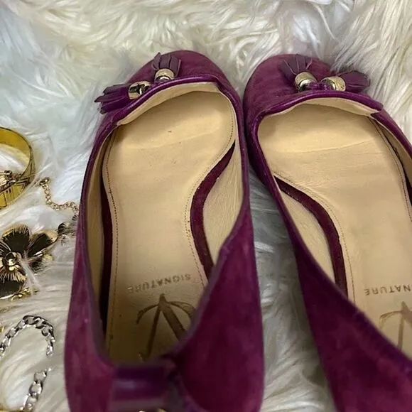 Vero Cuoio Purple Red Suede Slip On Flats with Tasle​​