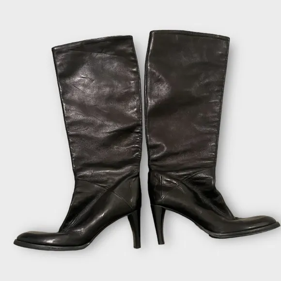 Vero Cuoio Soft Italian Leather Pull on Heeled Boots Sz 6