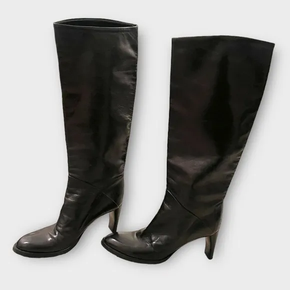 Vero Cuoio Soft Italian Leather Pull on Heeled Boots Sz 6