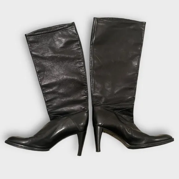 Vero Cuoio Soft Italian Leather Pull on Heeled Boots Sz 6