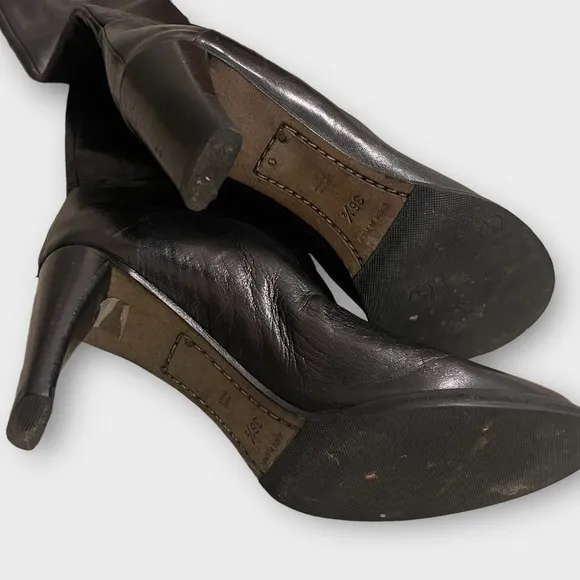 Vero Cuoio Soft Italian Leather Pull on Heeled Boots Sz 6