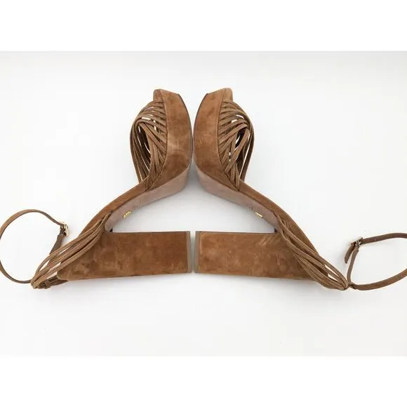 Veronica Beard Fletcher Platform Hazelwood Sandals Suede Size 9M EU40