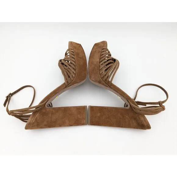 Veronica Beard Fletcher Platform Hazelwood Sandals Suede Size 9M EU40
