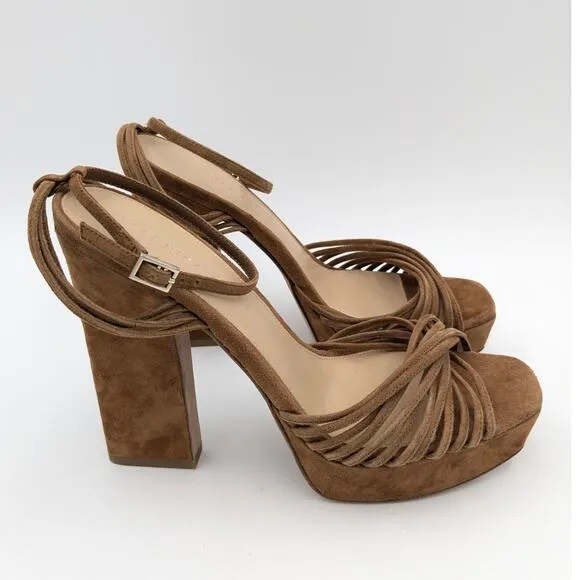 Veronica Beard Fletcher Platform Hazelwood Sandals Suede Size 9M EU40