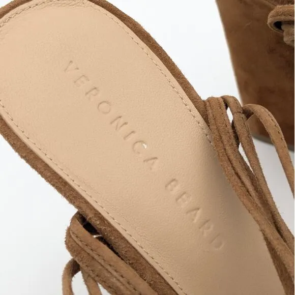 Veronica Beard Fletcher Platform Hazelwood Sandals Suede Size 9M EU40