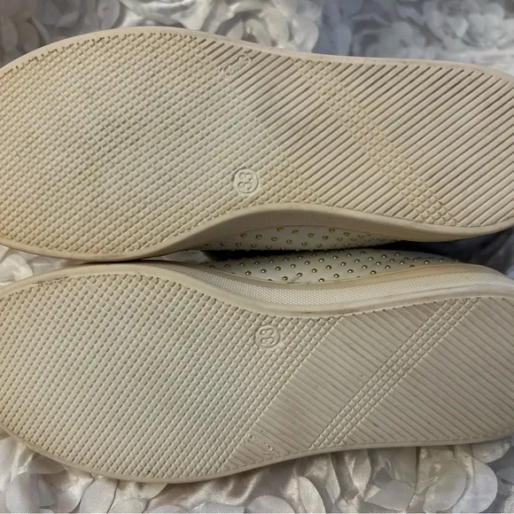 Versace White and Gold Studded Sneakers