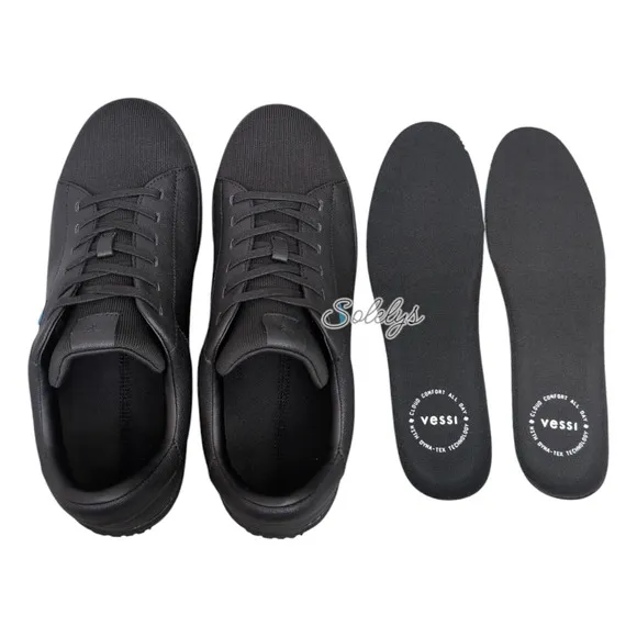 Vessi Soho 2 Asphalt Black Low Top Waterproof Vegan Leather Sneaker Mens 12