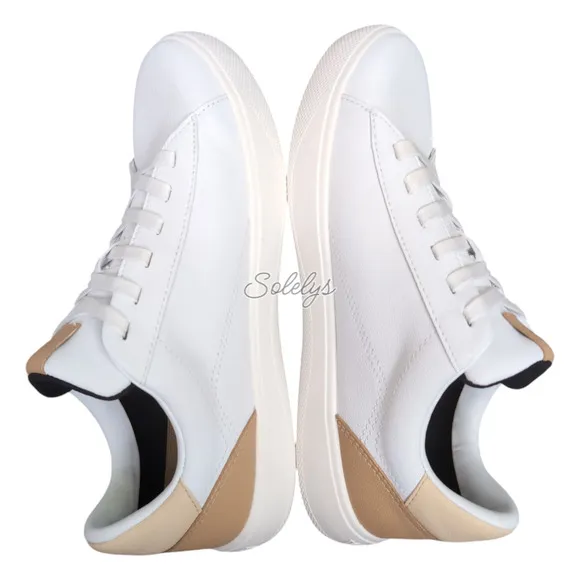 Vessi Soho 2 White Teak Low Top Waterproof Vegan Leather Casual Sneaker Womens 8