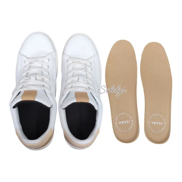 Vessi Soho 2 White Teak Low Top Waterproof Vegan Leather Casual Sneaker Womens 8
