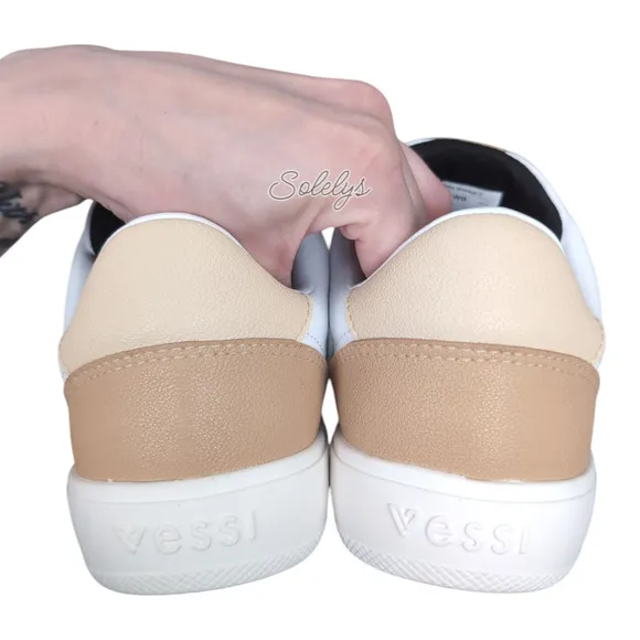 Vessi Soho 2 White Teak Low Top Waterproof Vegan Leather Casual Sneaker Womens 8
