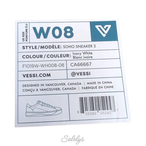 Vessi Soho 2 Womens 8 Ivory White Waterproof Vegan Leather Casual Sneaker