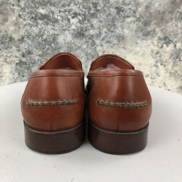 Via Dante Men's Size 9.5D Brown Leather Closed Toe Slip On Penny Loafers ITALY