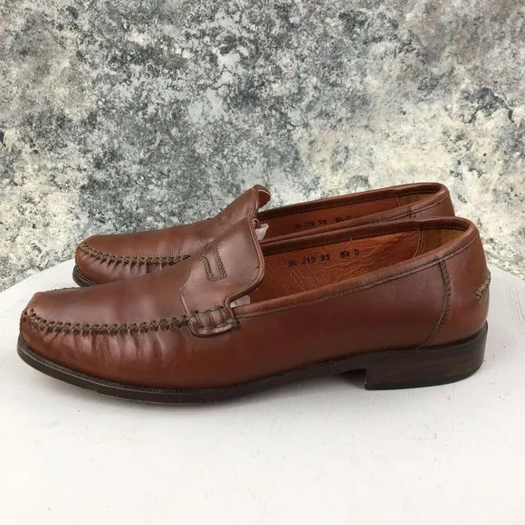 Via Dante Men's Size 9.5D Brown Leather Closed Toe Slip On Penny Loafers ITALY