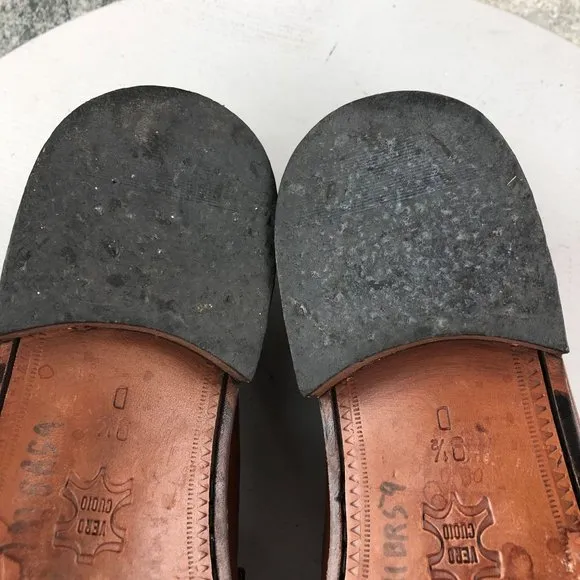 Via Dante Men's Size 9.5D Brown Leather Closed Toe Slip On Penny Loafers ITALY