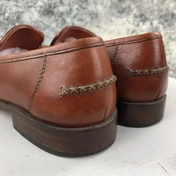 Via Dante Men's Size 9.5D Brown Leather Closed Toe Slip On Penny Loafers ITALY
