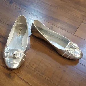Via Spiga - Vintage Silver Leather Knot Top Ballet Flats