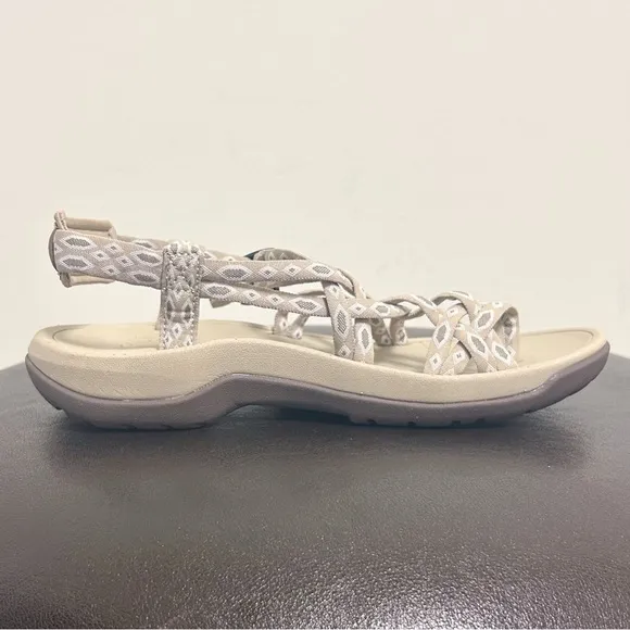 Viakix Beige White Taupe Sierra Multi Fabric Strap Sandals NIB 7