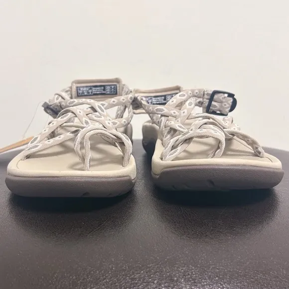 Viakix Beige White Taupe Sierra Multi Fabric Strap Sandals NIB 7