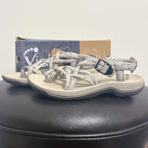 Viakix Beige White Taupe Sierra Multi Fabric Strap Sandals NIB 7