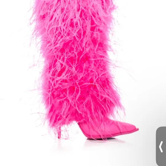 Vibrant Pink Feathered Boots