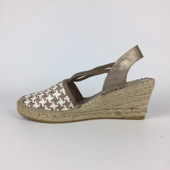 Vidorreta Womens Taupe Woven Wedge Espadrille Sandals Spain size EU 41 US 11