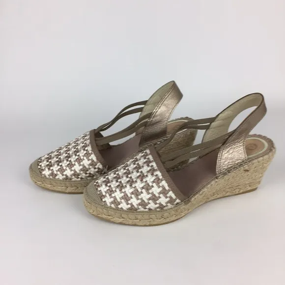 Vidorreta Womens Taupe Woven Wedge Espadrille Sandals Spain size EU 41 US 11