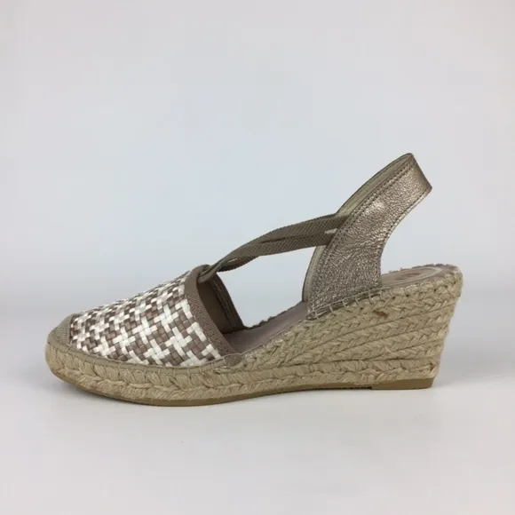 Vidorreta Womens Taupe Woven Wedge Espadrille Sandals Spain size EU 41 US 11