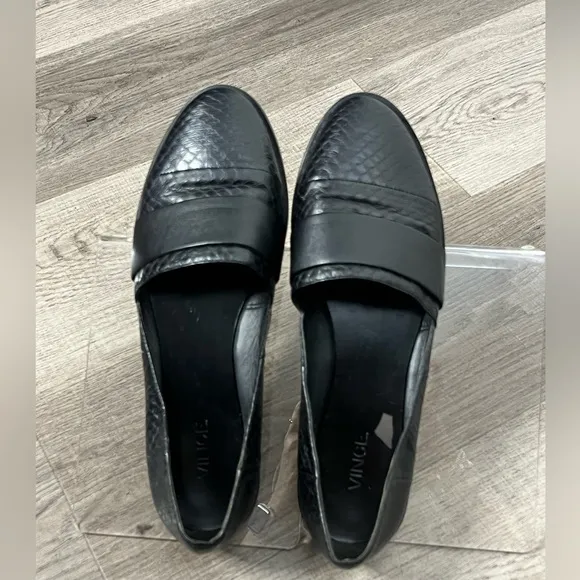 Vince Black Women's Leather Slip On Slides Flats Sz 9