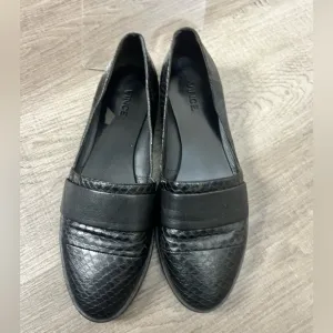 Vince Black Women's Leather Slip On Slides Flats Sz 9