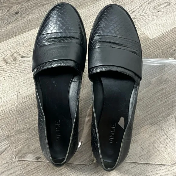 Vince Black Women's Leather Slip On Slides Flats Sz 9