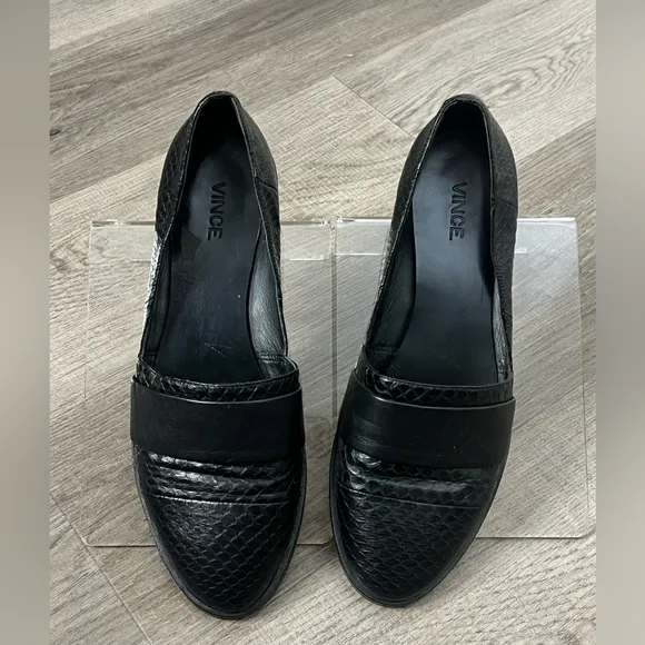 Vince Black Women's Leather Slip On Slides Flats Sz 9