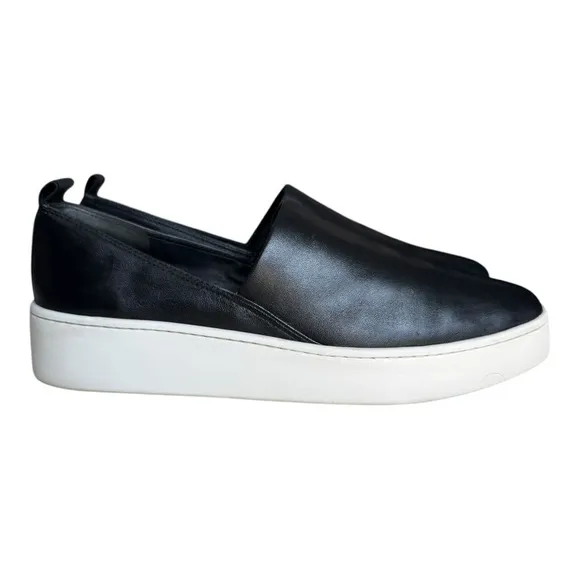 Vince Blair Slip-On Platform Sneakers - Black Leather - Size 9.5