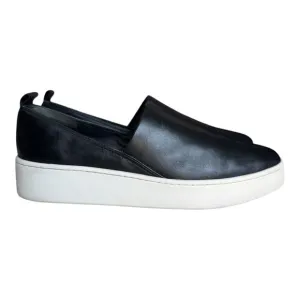 Vince Blair Slip-On Platform Sneakers - Black Leather - Size 9.5