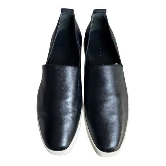 Vince Blair Slip-On Platform Sneakers - Black Leather - Size 9.5
