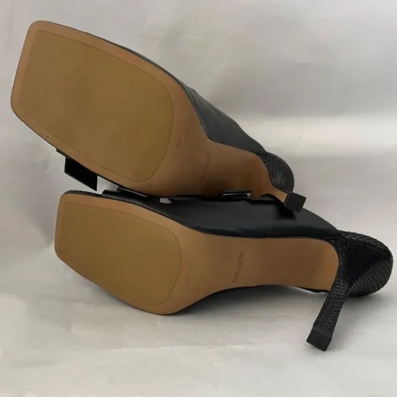 Vince Camuto Black Leather Heeled Sandals Babenet Buckle Heels Women Size 12M