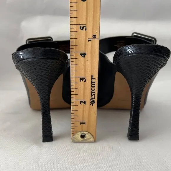 Vince Camuto Black Leather Heeled Sandals Babenet Buckle Heels Women Size 12M