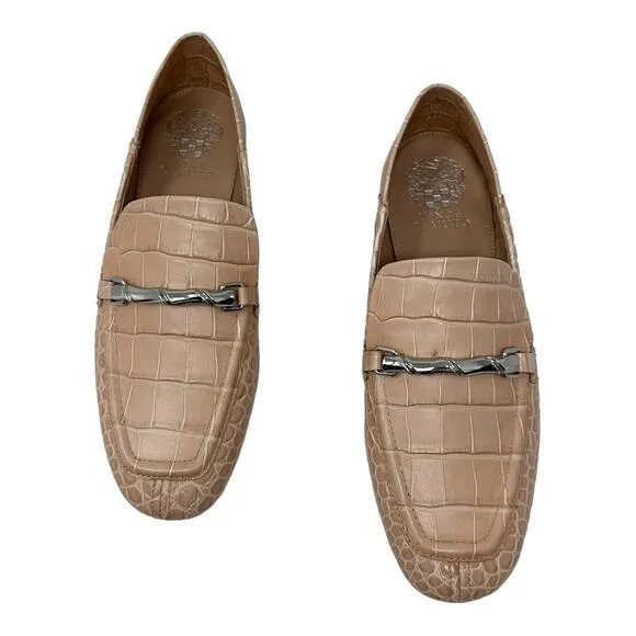 Vince Camuto Perenna Croc Embossed Leather Loafer Size 8.5