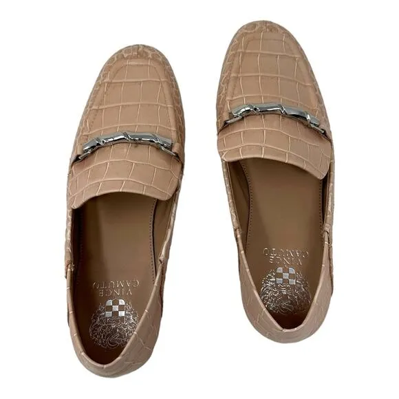 Vince Camuto Perenna Croc Embossed Leather Loafer Size 8.5