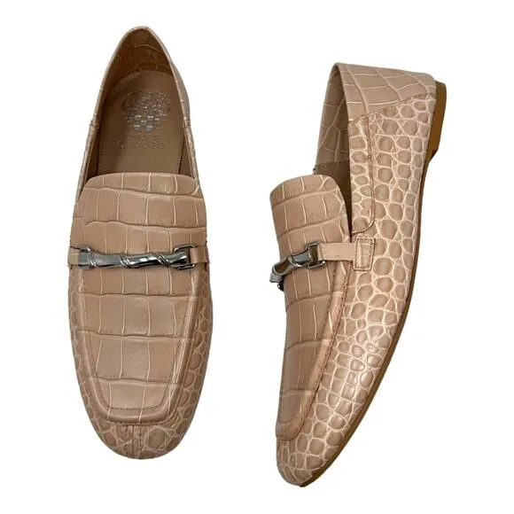Vince Camuto Perenna Croc Embossed Leather Loafer Size 8.5