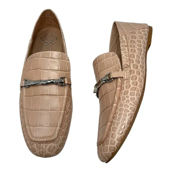 Vince Camuto Perenna Croc Embossed Leather Loafer Size 8.5