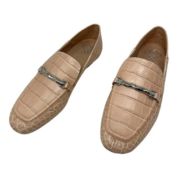 Vince Camuto Perenna Croc Embossed Leather Loafer Size 8.5