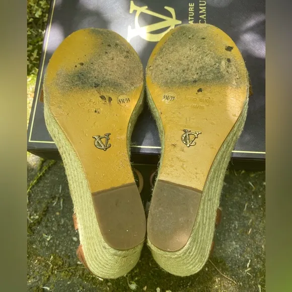 Vince Camuto VC Signature Leather Brown Sandals Sz 9Us