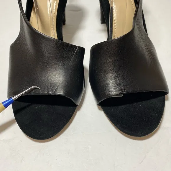 VINCE CAMUTO Women's Razanya Dress Black Leather Heeled Sandals Size 9