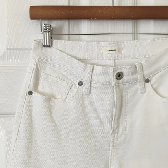 Vince Classic Five Pocket Mid Rise Ankle Length Skinny Jeans White 26