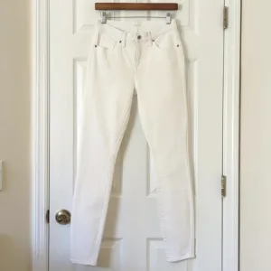 Vince Classic Five Pocket Mid Rise Ankle Length Skinny Jeans White 26