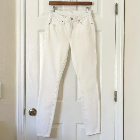 Vince Classic Five Pocket Mid Rise Ankle Length Skinny Jeans White 26