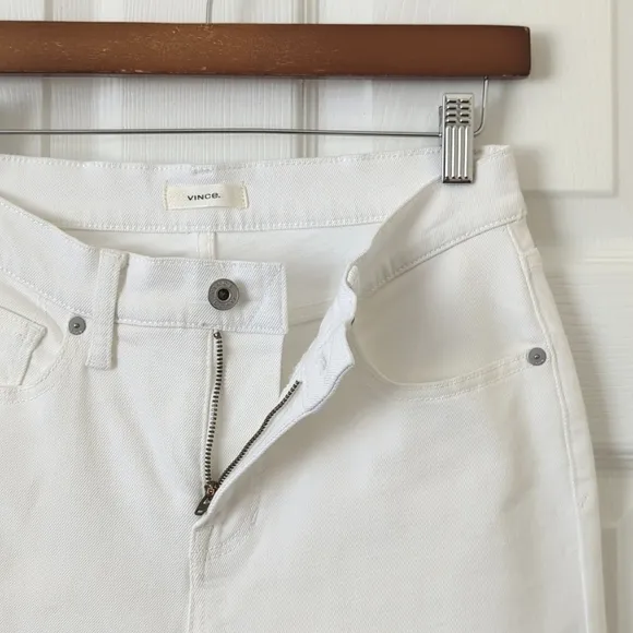 Vince Classic Five Pocket Mid Rise Ankle Length Skinny Jeans White 26
