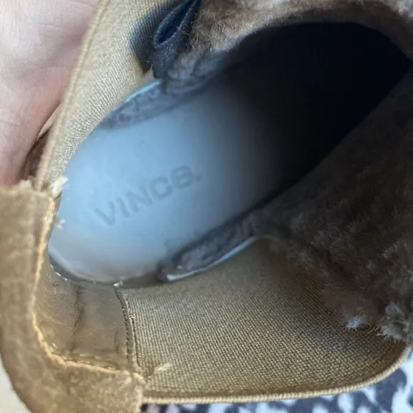 Vince Cody Shearling-Lined Suede Pull On Chelsea Ankle Boots, size 7
